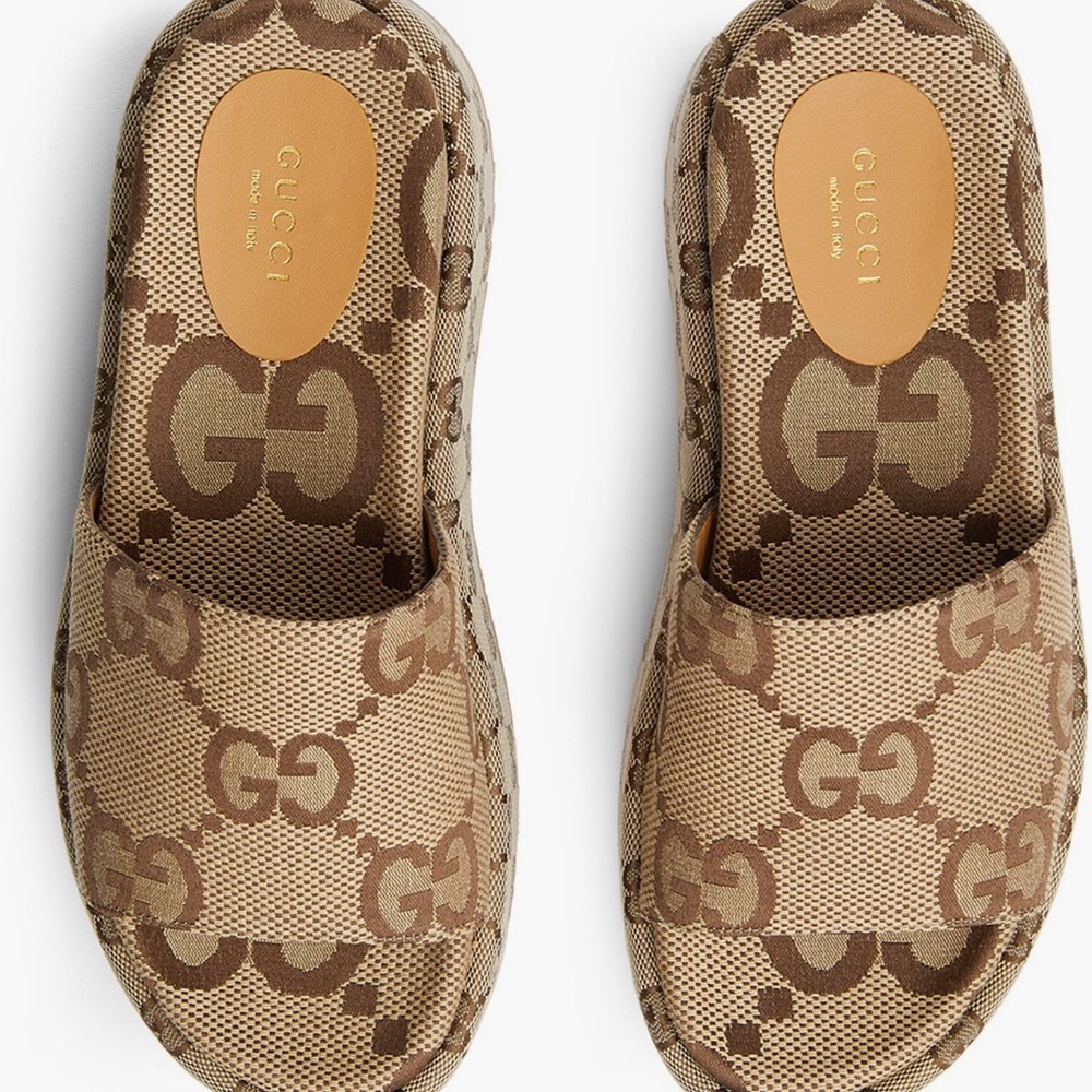 Gucci Angelina GG Logo Platform Slide Sandal - Picture 5 of 10